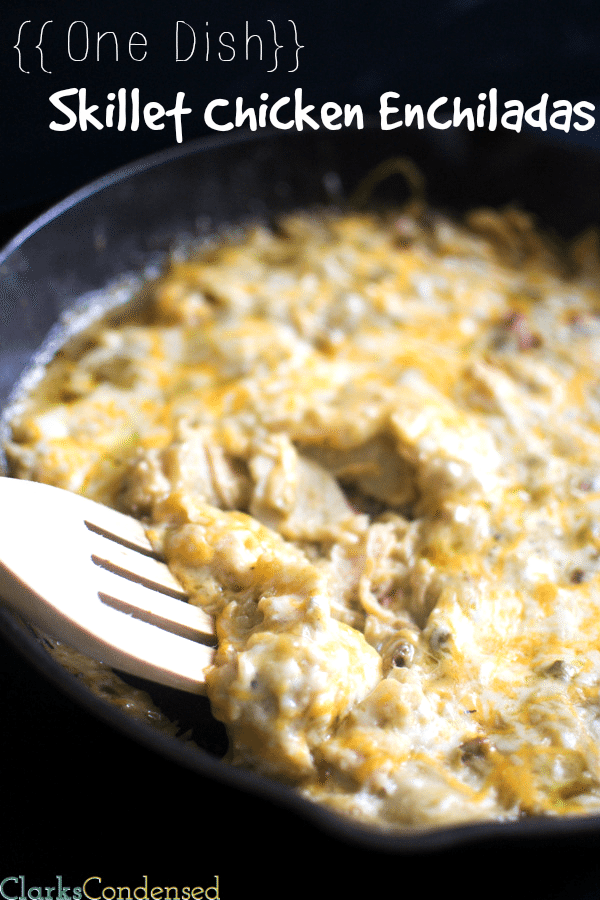 One Dish Skillet Chicken Enchiladas