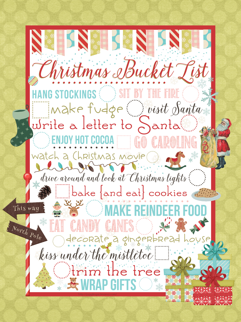 Free Printable Christmas Bucket List with Christmas Activities