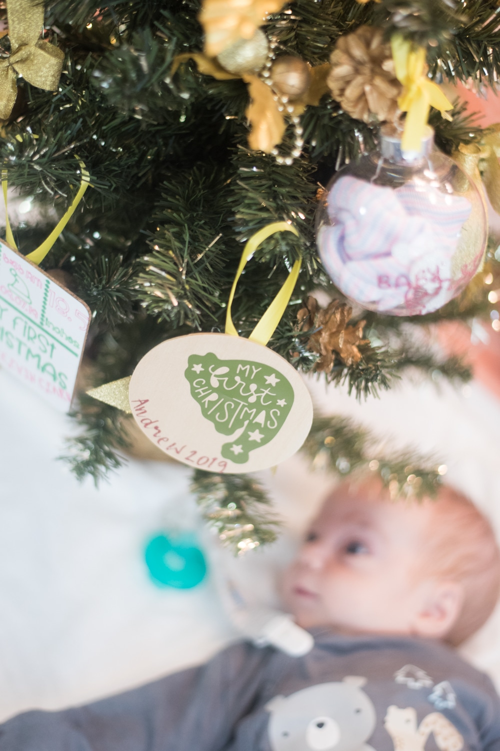 Baby under a Christmas Tree