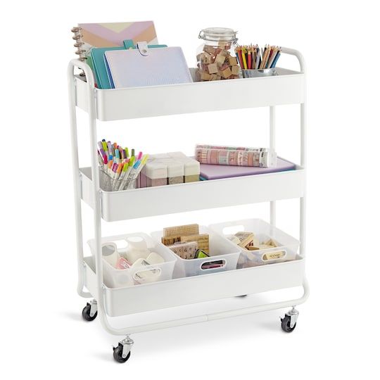  Crafit Organizers and Storage Compatible with Cricut Machines,  Rolling Craft Storage Cart with 30 Vinyl Roll Holders, Crafting Table  Organization Workstation for Craft Room Home - Compact Removable